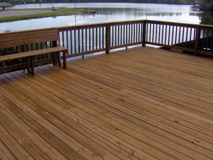Wood deck construction example
